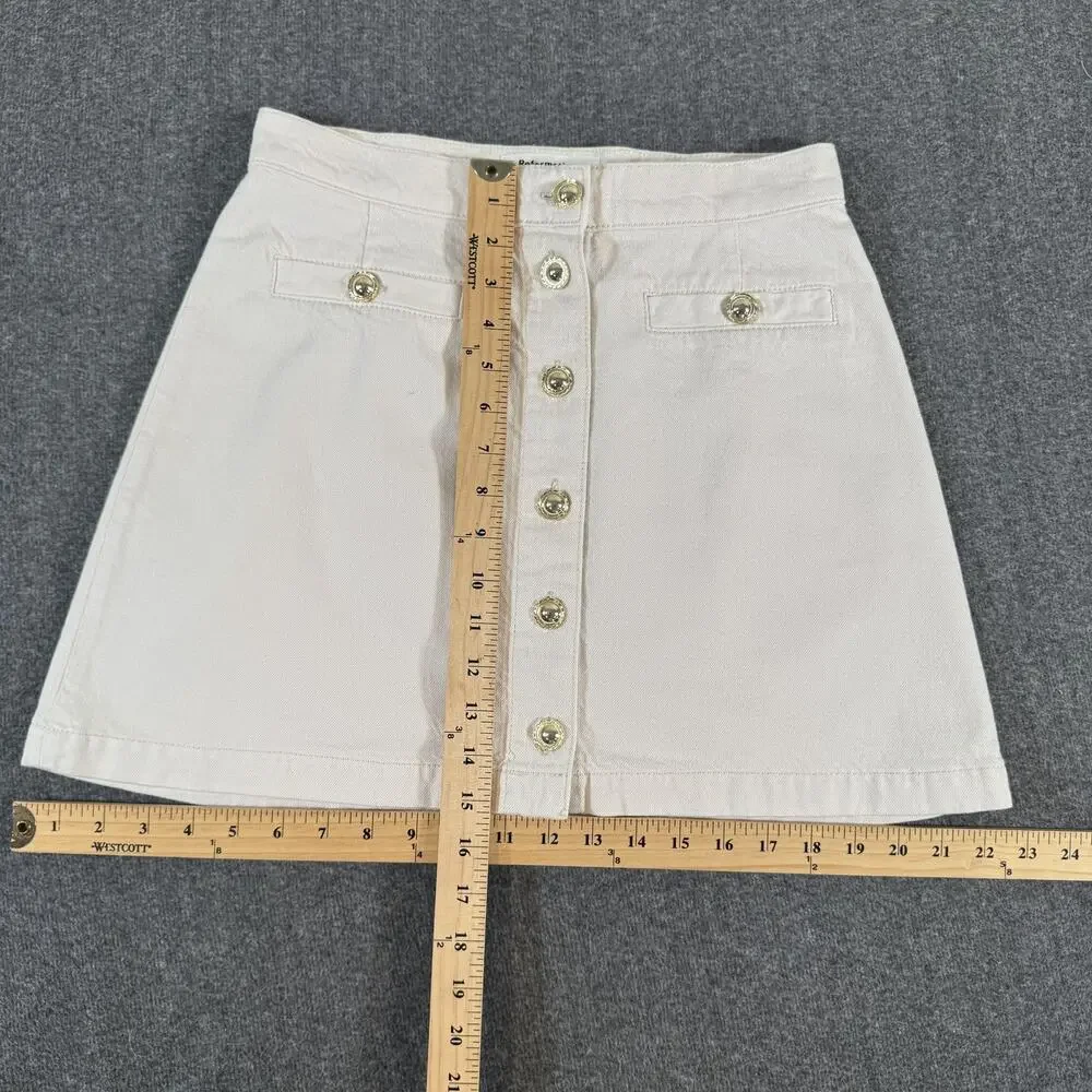 Reformation Denim Skirt Womens 4 White Button Front A-Line Mini High Rise